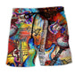Guitar Music Go Explore Beach Shorts Print Detail For Thoughtful Gift Giving