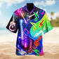 Neon Music Guitar Hawaiian Shirt For Summer Vacation, Beach Travel, And Casual Wear