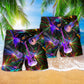 Music Guitar Love Neon Color Hawaiian Print Beach Shorts For Resort Trips And Weekend Wear