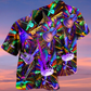 Neon Guitar Hawaiian Shirt With All Over Print For Resort Travel Summer Outings And Casual Gatherings