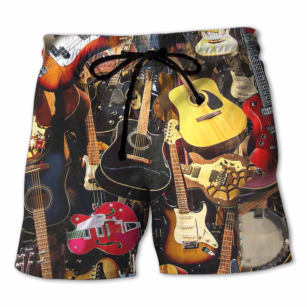 Simple Guitar Music Beach Shorts For Outdoor Adventures And Thoughtful Seasonal Gifts