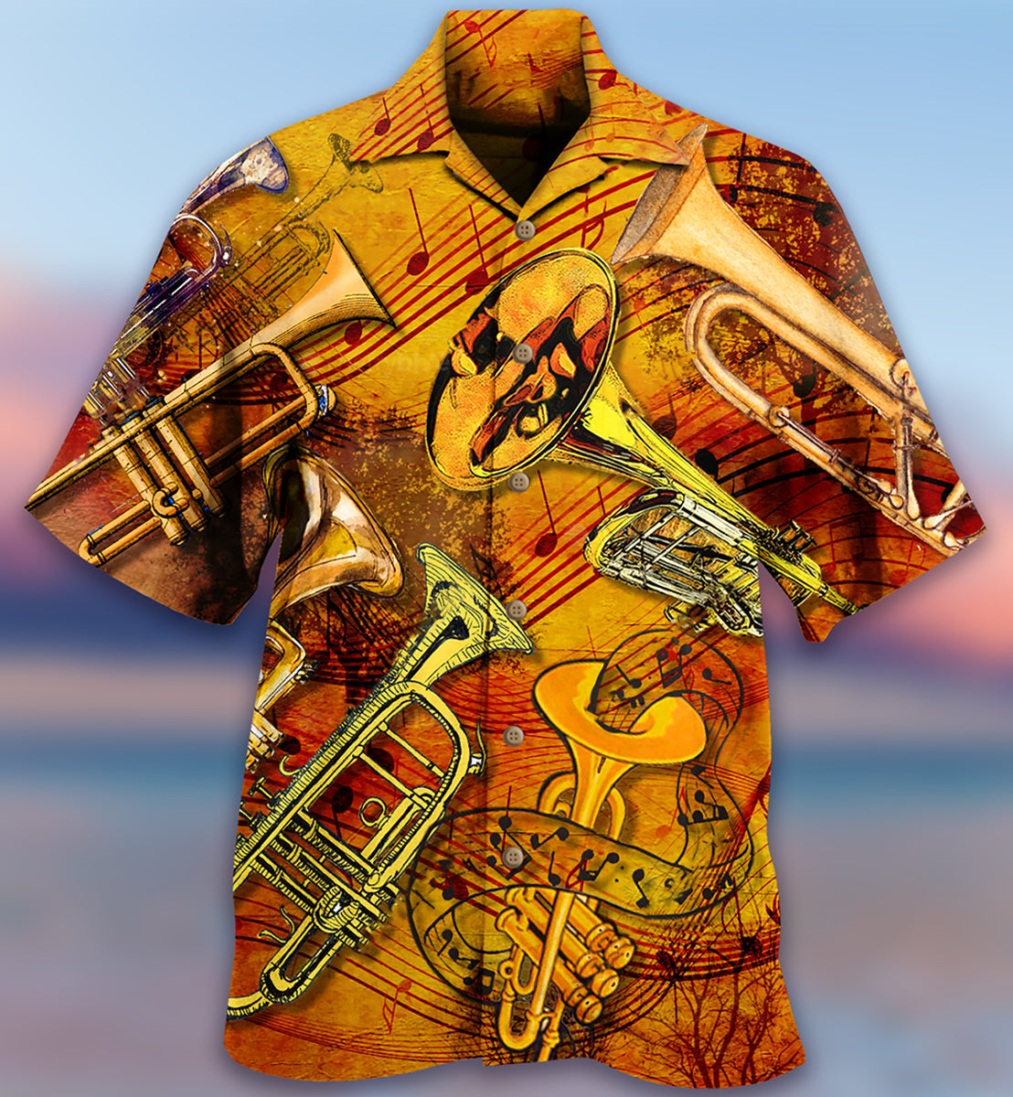 Saxophone Music Happiness Amazing Hawaiian Shirt Artwork Detail For Tropical Trips And Casual Outings