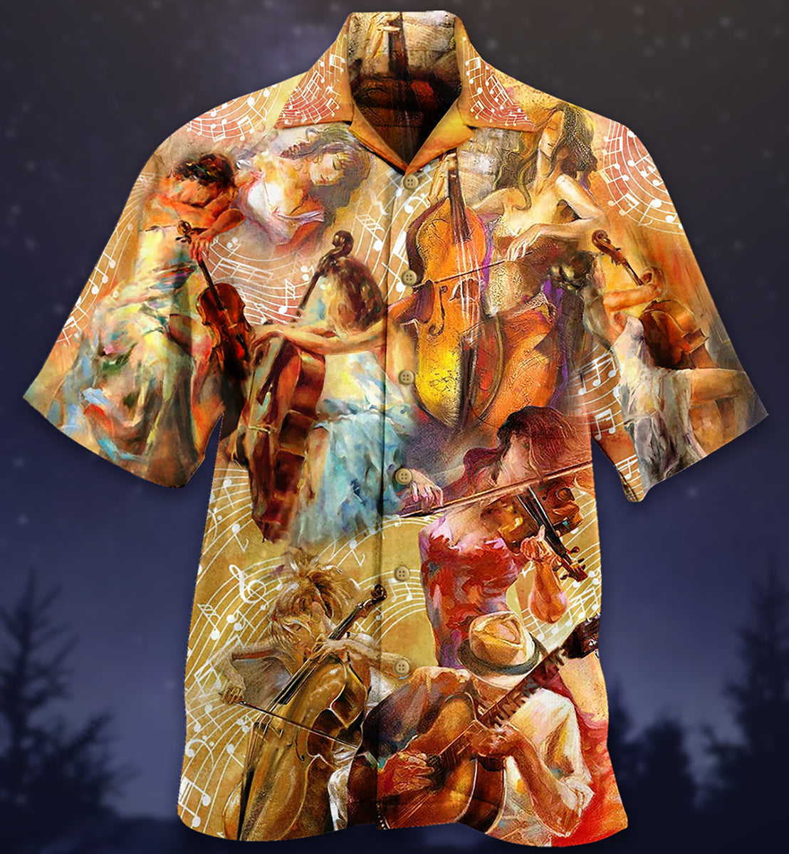 Soulful Music Notes Hawaiian Shirt With All Over Print For Coastal Trips Outdoor Events And Relaxed Summer Wear
