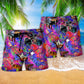 Music Motivation Colorful Beach Shorts Pattern Detail For Resort Wear And Relaxed Casual Style