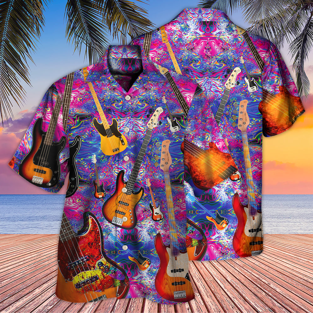 Purple Vintage Guitar Hawaiian Shirt For Coastal Adventures And Warm Weather Wear