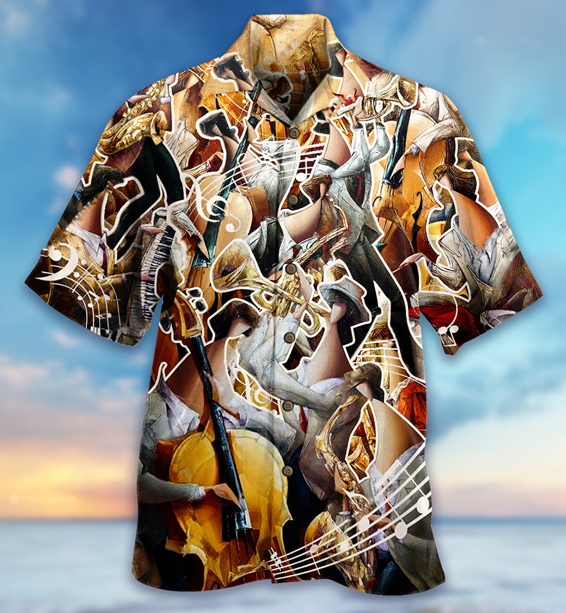 Music Melody Hawaiian Shirt Pattern View For Relaxed Warm Weather Outfits