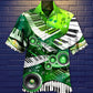 Green Piano Music Hawaiian Shirt Pattern Detail For Summer Holidays And Outdoor Fun