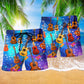 Guitar Music Beach Shorts Pattern Detail For Poolside Fun And Comfortable Daily Use