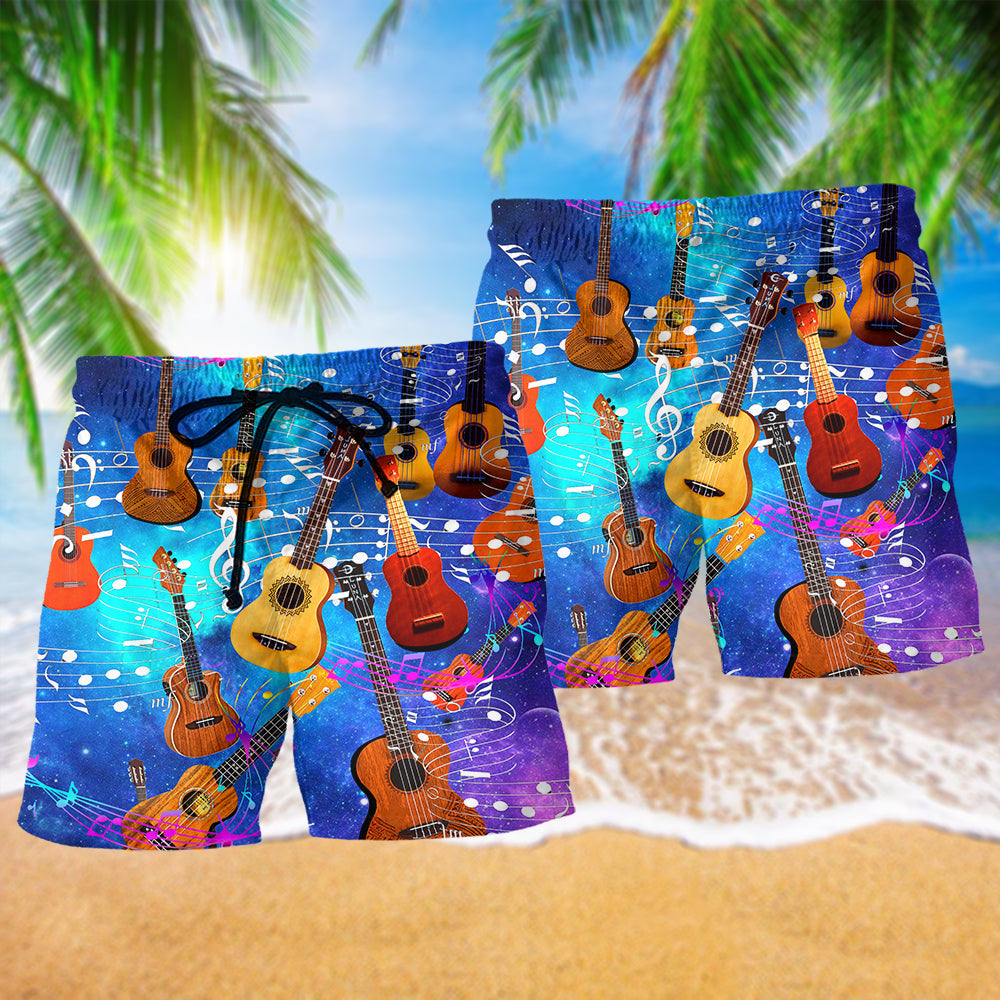 Guitar Music Beach Shorts Pattern Detail For Poolside Fun And Comfortable Daily Use