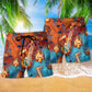 Red Black Music Beach Shorts Pattern Detail For Coastal Travel And Easy Warm Weather Wear