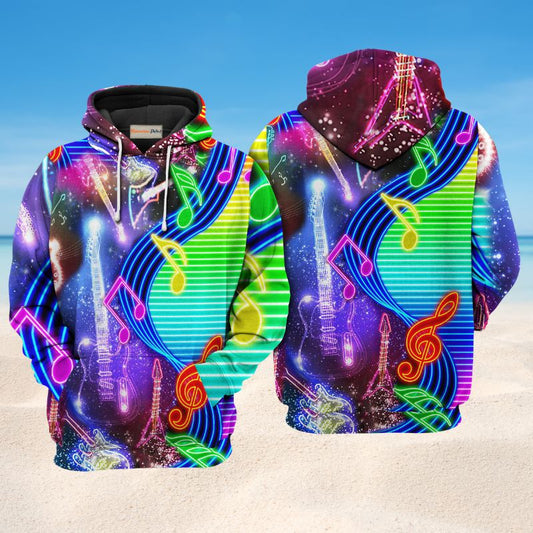 Neon Music Love Light Hoodie For Musicians Weekend Travel And Thoughtful Gift Giving