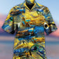 Yellow Saxophone Music Peace Hawaiian Shirt Pattern Detail For Vacation Travel And Daily Wear