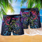 Saxophone Neon Purple Beach Shorts Print Detail For Thoughtful Gift Giving