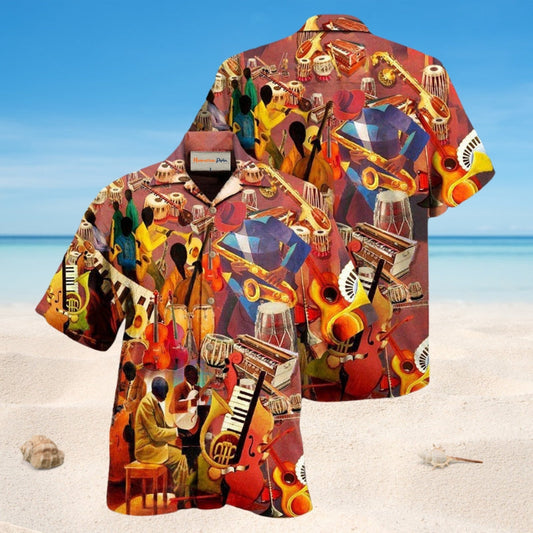 Music Melody Jazz Hawaiian Shirt For Tropical Holidays, Outdoor Gatherings, And Everyday Comfort