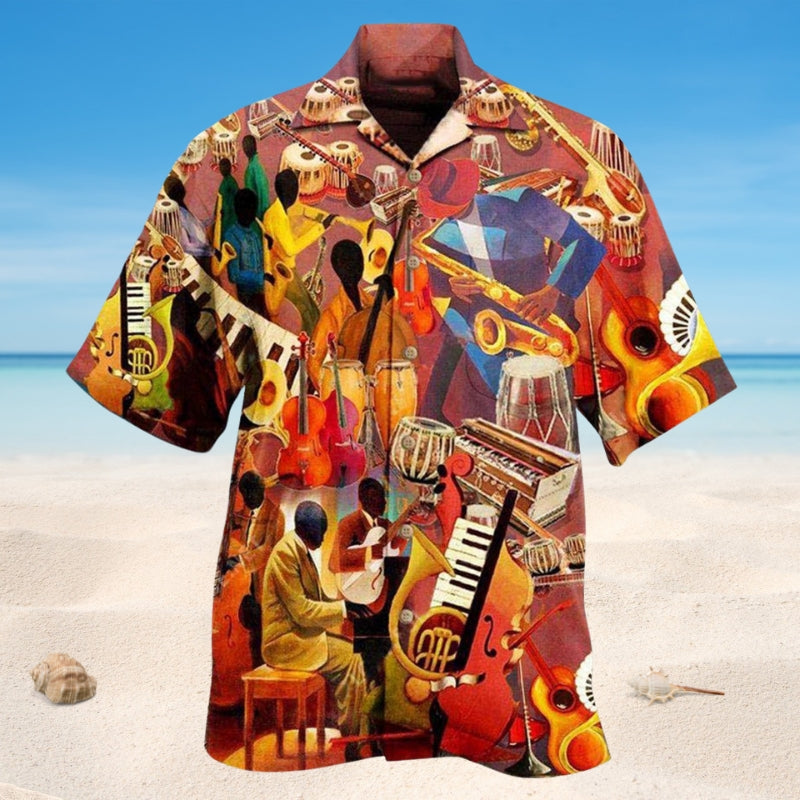 Music Melody Jazz Hawaiian Shirt For Tropical Holidays, Outdoor Gatherings, And Everyday Comfort