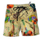 Music My Guitar Can Sing Hawaiian Print Beach Shorts For Summer Festivals And Travel