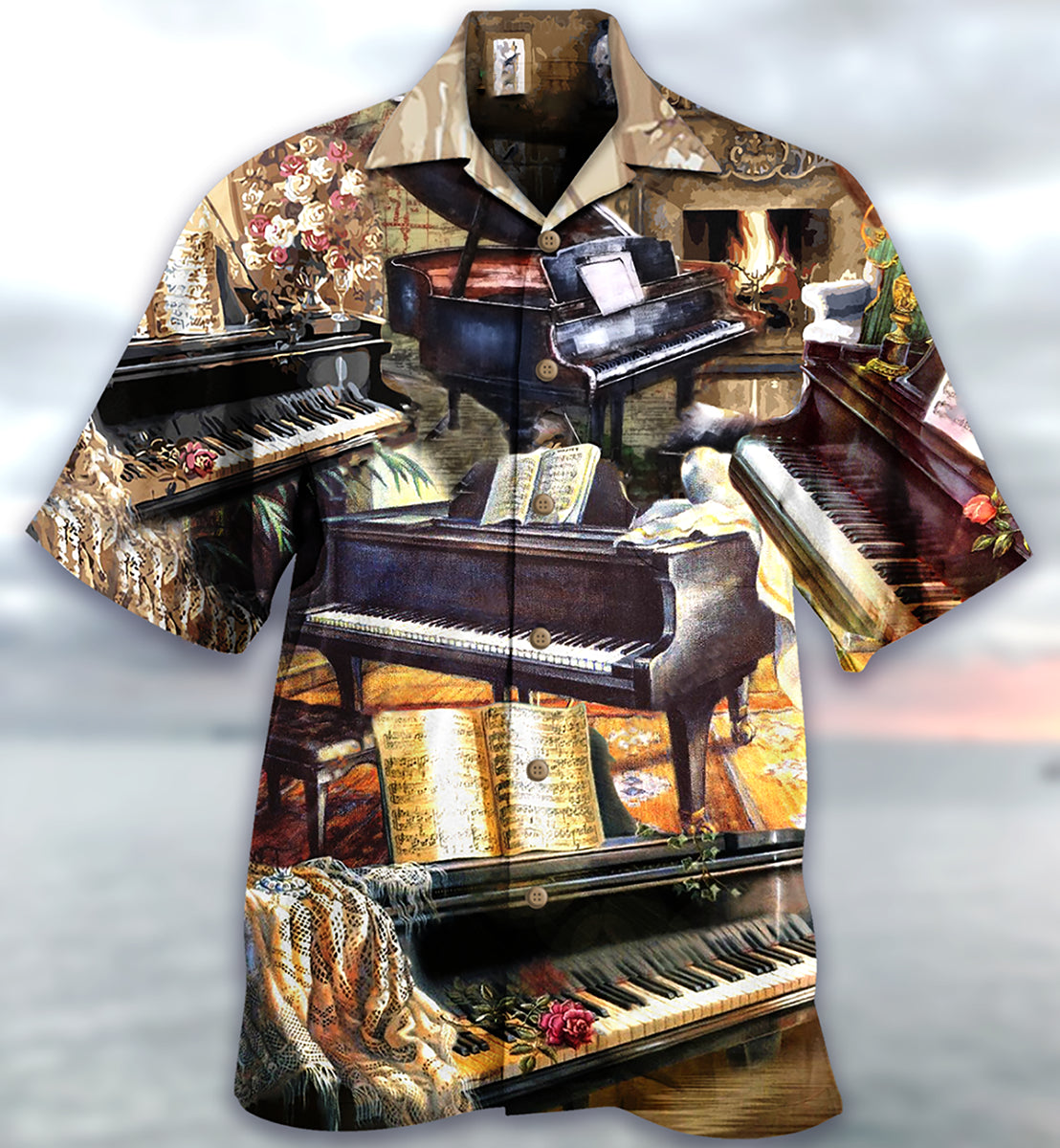 Piano Music Pianist Hawaiian Shirt Design View For Resort Travel And Thoughtful Gifting