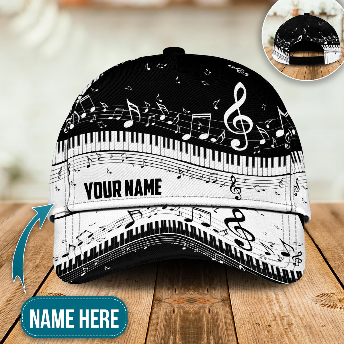 Music Piano Black And White Style Personalized Classic Cap For Nature Lovers Travel And Casual Daily Styling