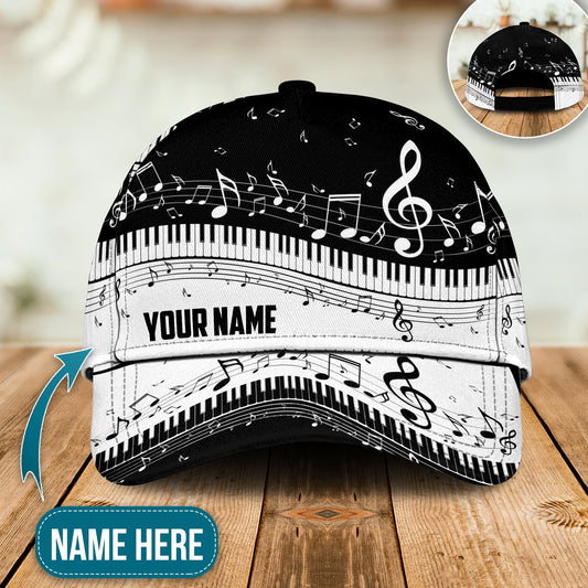 Music Piano Black And White Style Personalized Classic Cap For Nature Lovers Travel And Casual Daily Styling