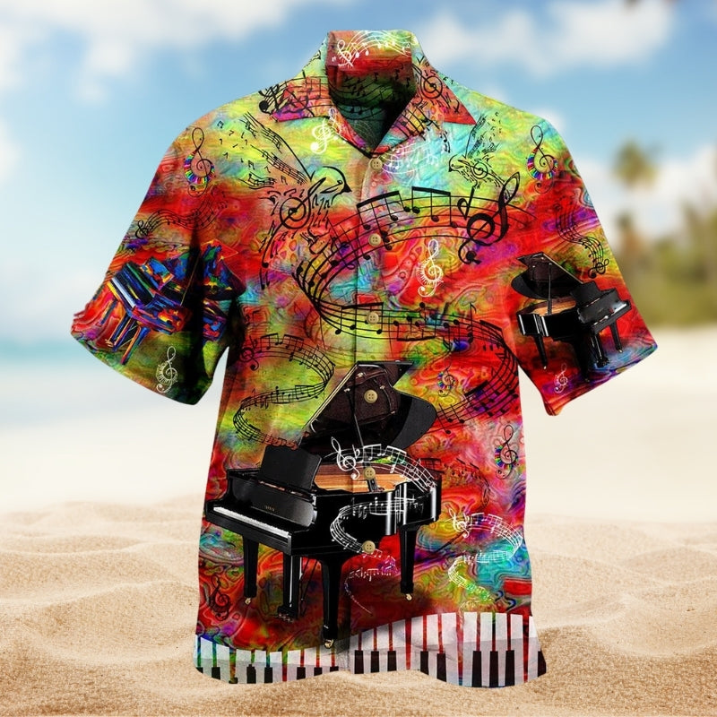 Piano Music Hawaiian Shirt For Tropical Holidays, Outdoor Gatherings, And Everyday Comfort