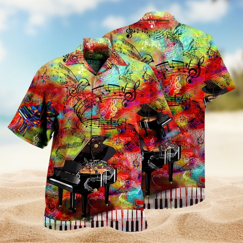 Piano Music Hawaiian Shirt For Tropical Holidays, Outdoor Gatherings, And Everyday Comfort