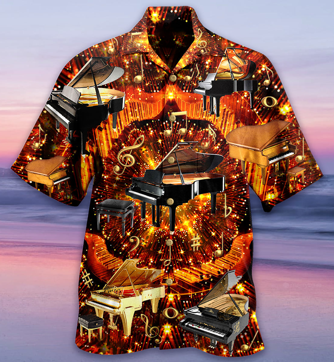 Piano Music Hawaiian Shirt For Vacation Days And Relaxed Coastal Outings
