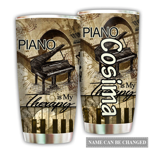 Piano Is My Therapy Personalized 20 Oz Tumbler For Coffee Travel And Daily Drinks