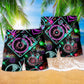 Music Record Player In Memory Hawaiian Print Beach Shorts For Summer Festivals And Travel