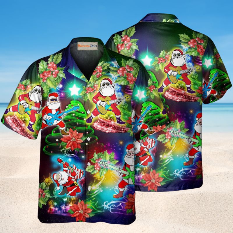 Music Santa High Hawaiian Shirt For Resort Trips, Coastal Parties, And Warm Weather Style