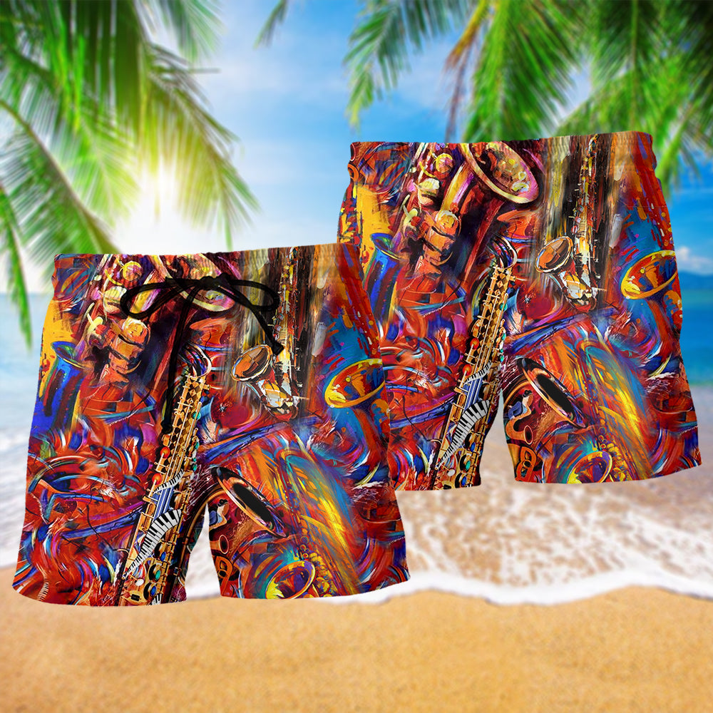 Music Beach Shorts Pattern Detail For Casual Outings And Comfortable Daily Use