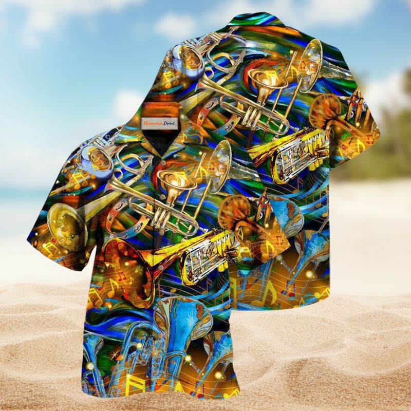 Music Trumpet Speaks Hawaiian Shirt For Resort Trips, Coastal Parties, And Warm Weather Style