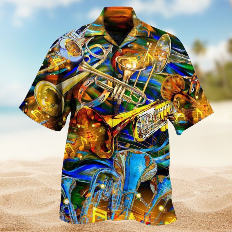 Music Trumpet Speaks Hawaiian Shirt For Resort Trips, Coastal Parties, And Warm Weather Style