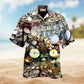 Vintage Skull Artwork Hawaiian Shirt Design View For Coastal Travel