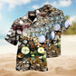 Vintage Skull Artwork Hawaiian Shirt Print Closeup For Island Holidays