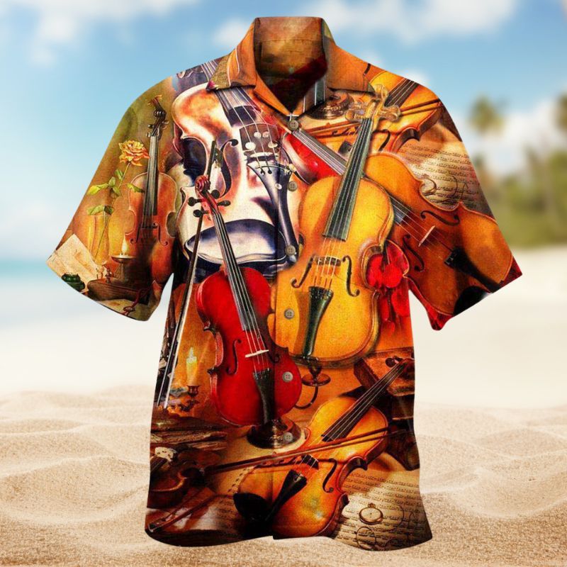 Music Violin Passion Hawaiian Shirt For Coastal Travel, Casual Events, And Comfortable Summer Wear