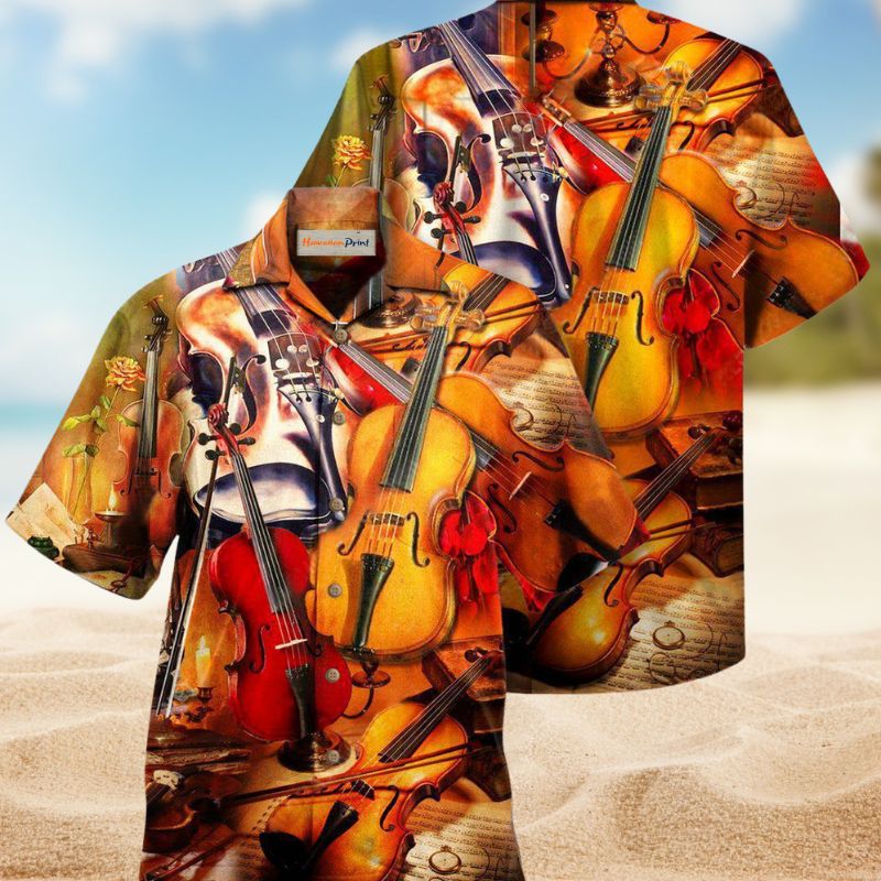 Music Violin Passion Hawaiian Shirt For Coastal Travel, Casual Events, And Comfortable Summer Wear