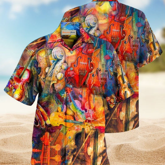 Music Violin Soul Hawaiian Shirt For Island Vacations, Resort Wear, And Relaxed Seasonal Style