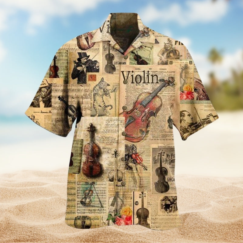 Music Violin Hawaiian Shirt For Casual Weekend, Tropical Holiday, And Memorable Gifting