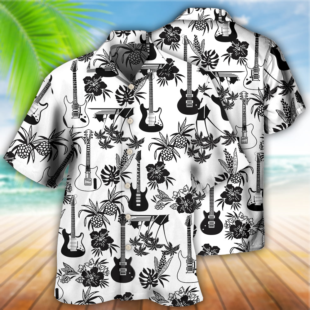 Electric Guitar Hawaiian Shirt With All Over Print For Summer Vacation Beach Travel And Casual Wear