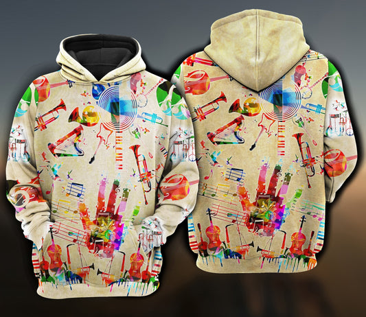 Music Instrument Hoodie For Music Lovers Concert Outings Travel And Everyday Streetwear