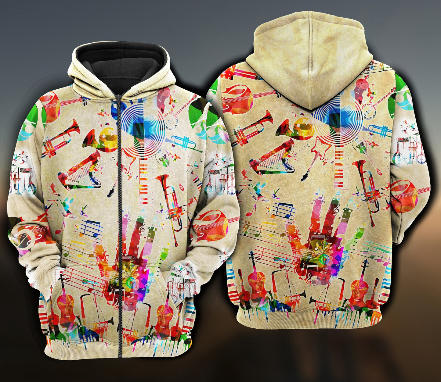 Music Instrument Hoodie For Music Lovers Concert Outings Travel And Everyday Streetwear