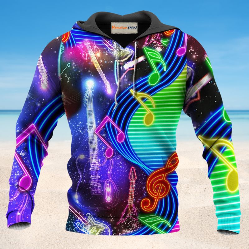 Neon Music Love Light Hoodie For Music Lovers Concert Outings Travel And Everyday Streetwear