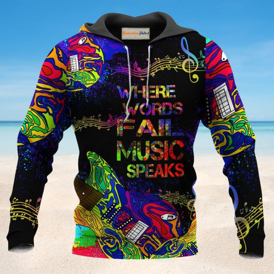 Colorful Music Speaks Hoodie For Studio Sessions Casual Events And Comfortable Daily Style