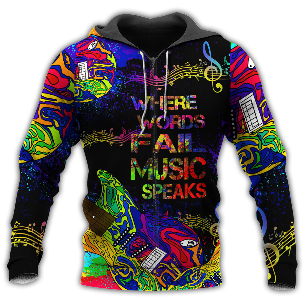 Colorful Music Speaks Hoodie For Studio Sessions Casual Events And Comfortable Daily Style