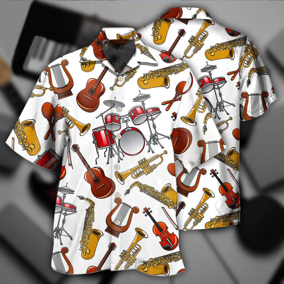 White Music Hawaiian Shirt For Beach Parties And Weekend Getaways