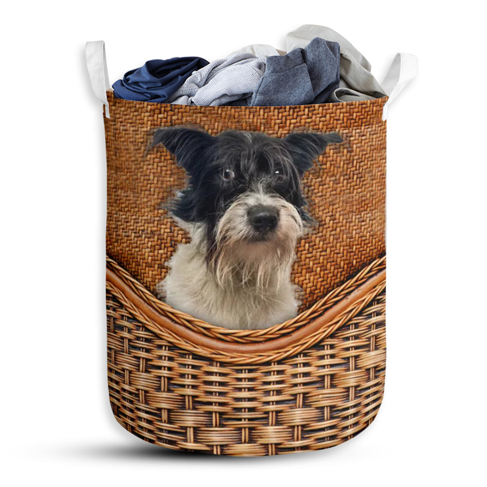 Dog Mutts Dog Rattan Texture Laundry Basket For Bathroom Bedroom Storage