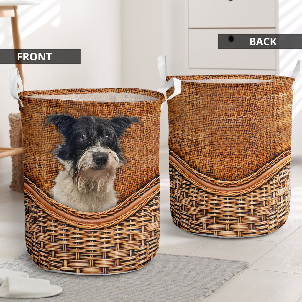 Dog Mutts Dog Rattan Texture Laundry Basket For Room Home Organizer