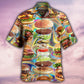 Dessert And Hamburger Hawaiian Shirt With All Over Print For Beach Parties Vacation Travel And Relaxed Casual Style