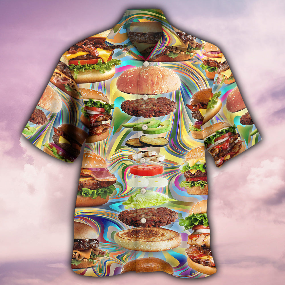 Dessert And Hamburger Hawaiian Shirt With All Over Print For Beach Parties Vacation Travel And Relaxed Casual Style