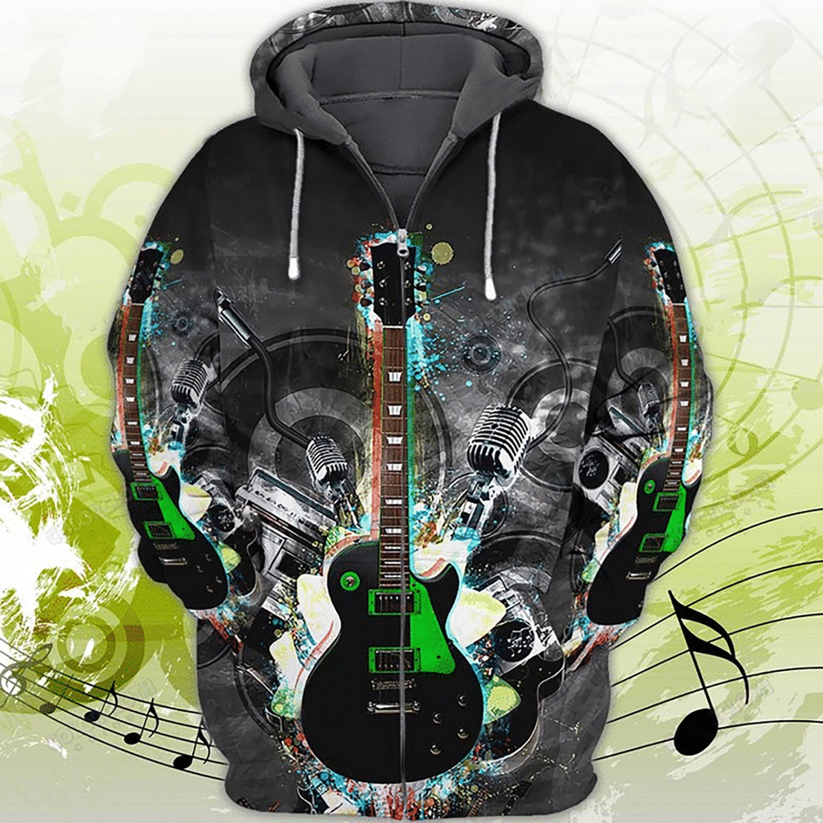 Mysterious Guitar Hoodie For Festival Outfits Music Events And Relaxed Daily Style